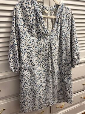 Mirth cotton blue speckled dress